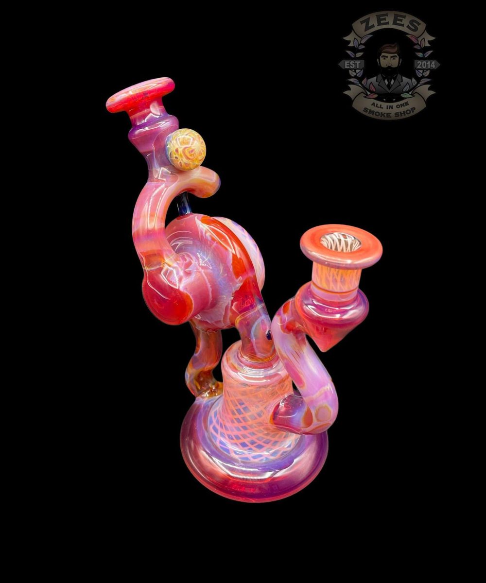 ET GLASS: AMER PURPLE OVER ORANGE CRAYON RETTICELLO SINGLE UPTAKE RECYCLER