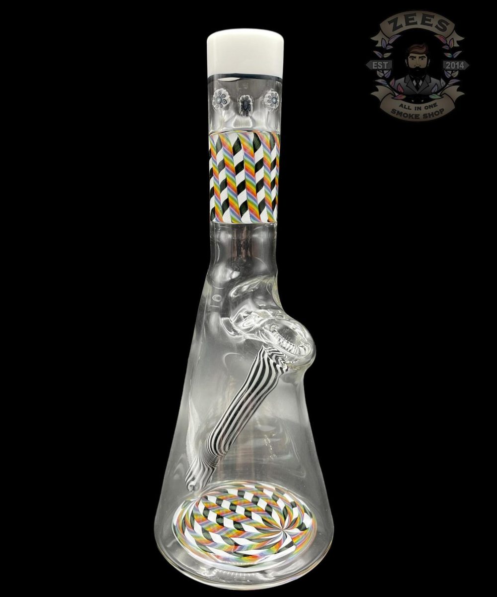 NES GLASS: 7" WHITE PLAID WIG WAG PULL TUBE #4