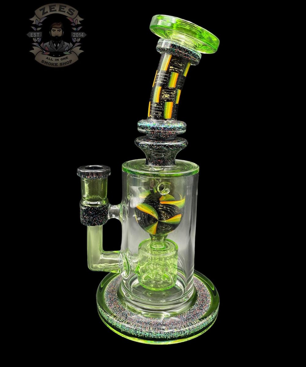 Alternative view of FATBOY GLASS: FULLY WORKED LIME STONE CRUSHED OPAL TAURUS INCYCLER RIG