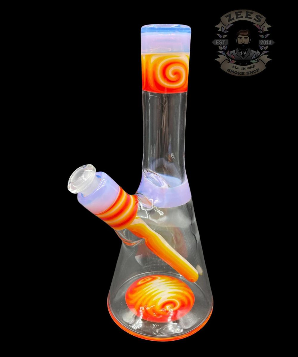 Alternative view of NES GLASS: 7" LILAC AND ORANGE WIG WAG PULL TUBE #14