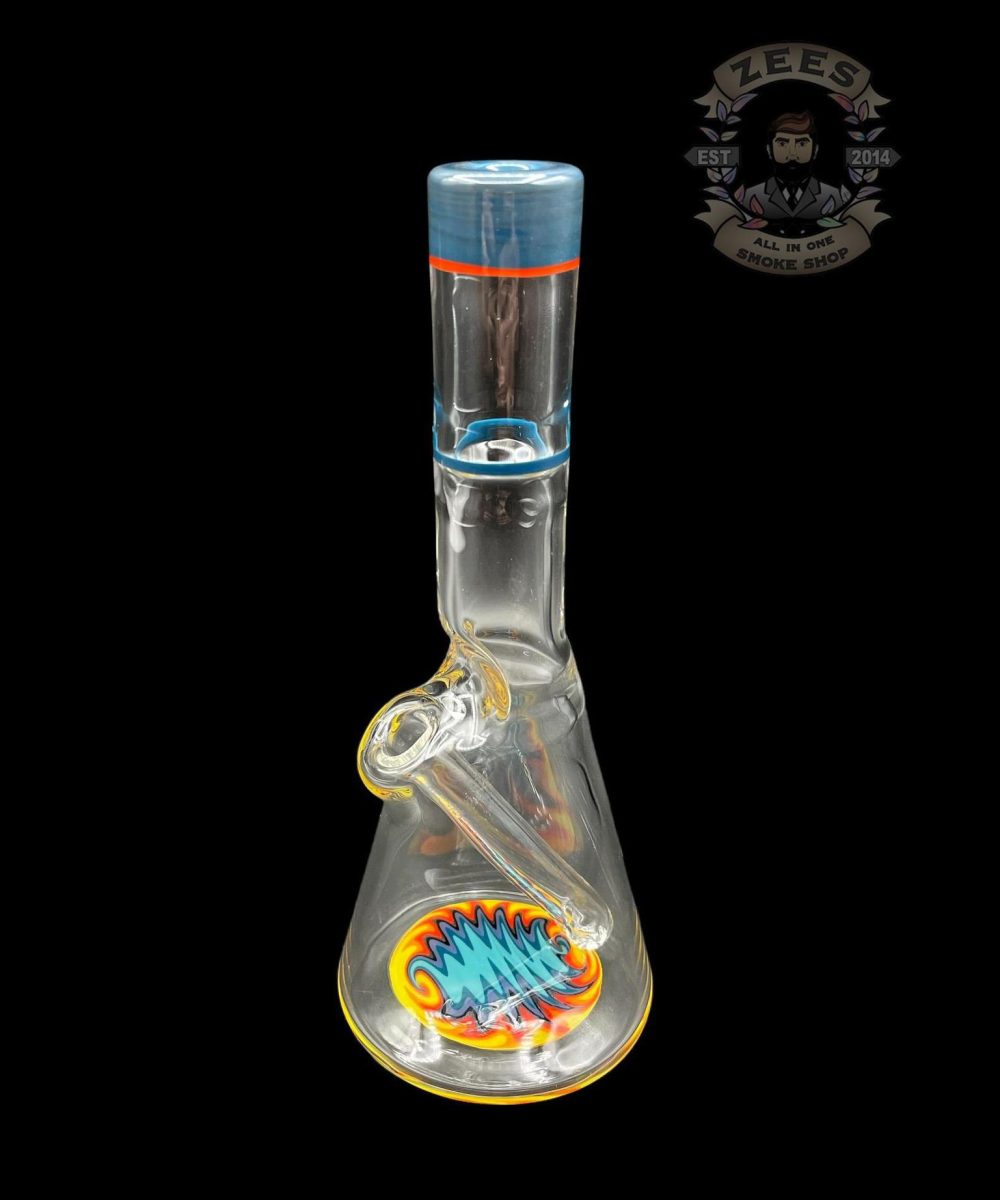 Alternative view of NES GLASS: 7" ORANGE AND TEAL WIG WAG PULL TUBE #9