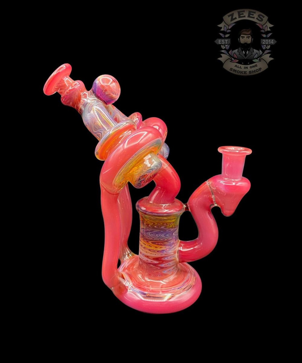 Alternative view of ET GLASS: CHERRY MULTICOLOR WIG WAG DUAL UPTAKE RECYCLER