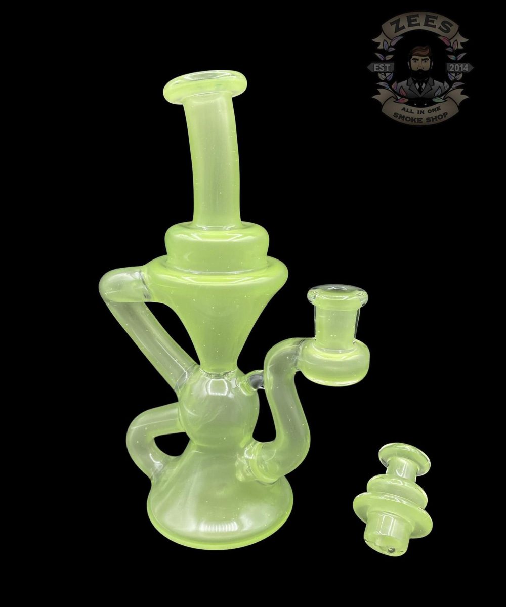 BLOB GLASS: MILKY GREEN KLEIN RECYCLER