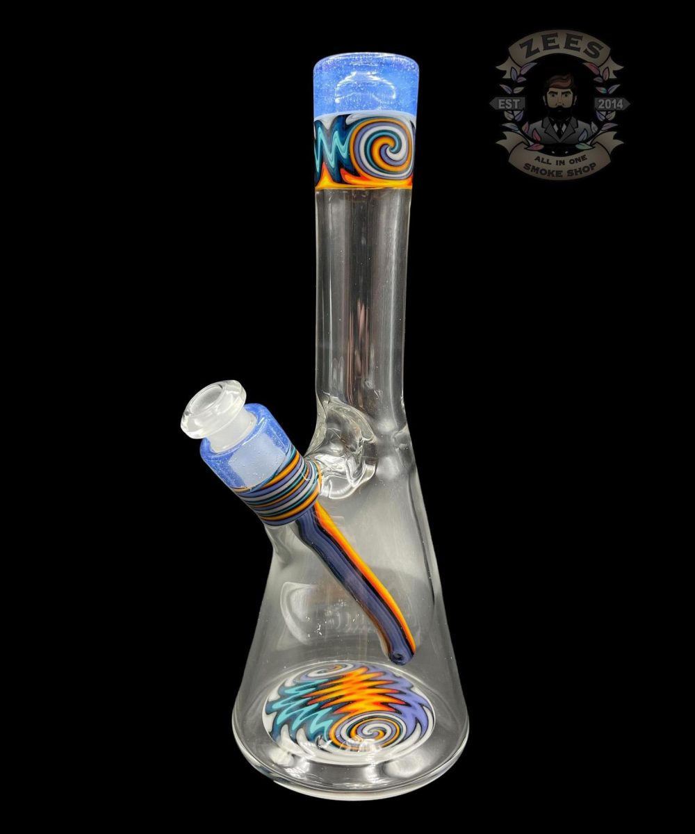 Alternative view of NES GLASS: 7" BLUE AND TEAL WIG WAG PULL TUBE #11