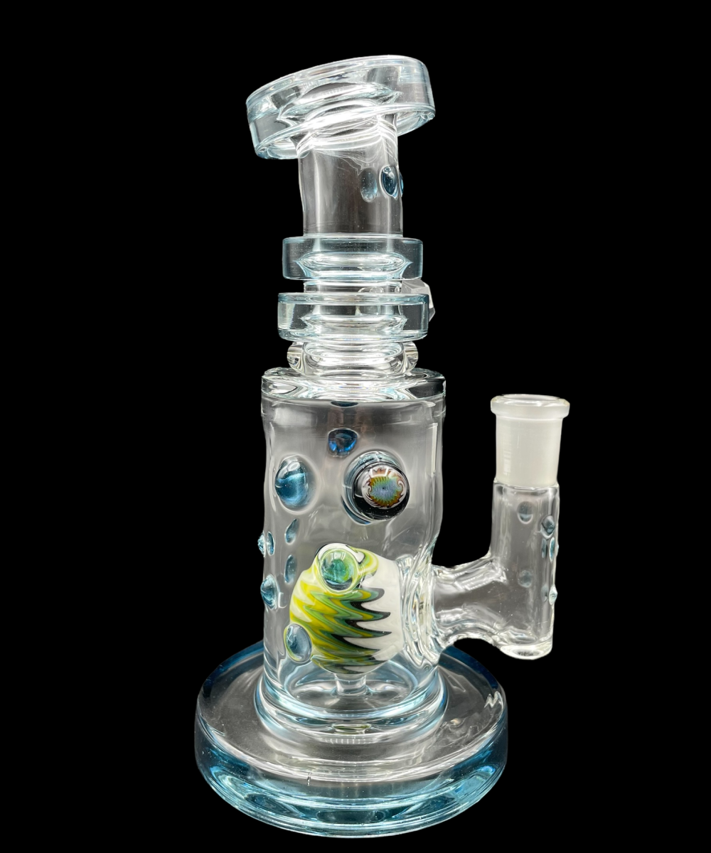 HUBBARD GLASS: FACETED BANGER HANGER BLUE STARDUST