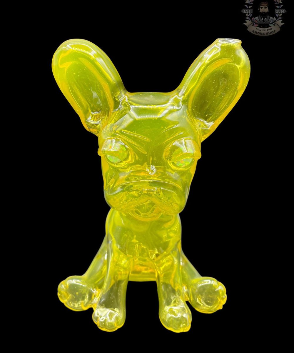 SWANNY GLASS: TERPS CFL SITTING FRENCHIE DOG RIG