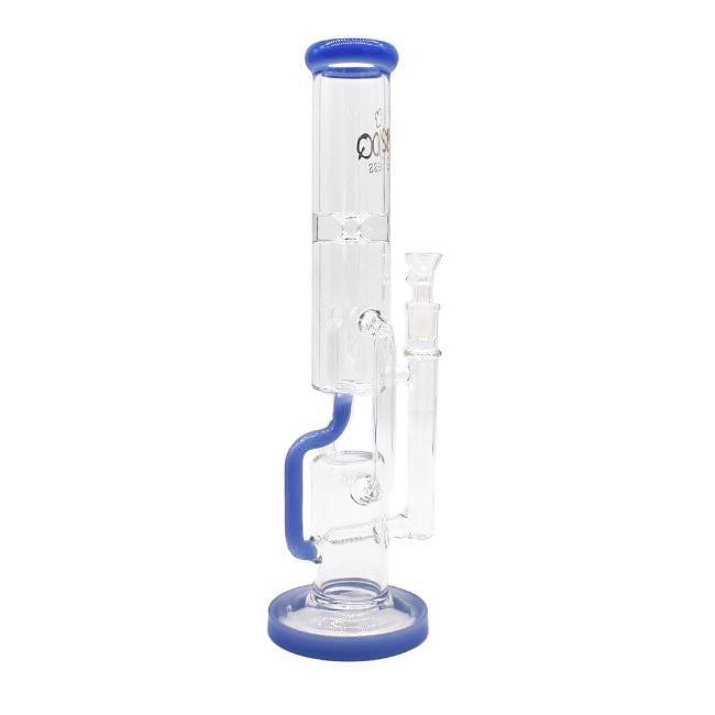 CLOVER GLASS: 14" STRAIGHT TUBE DUAL UPTAKE RECYCLER