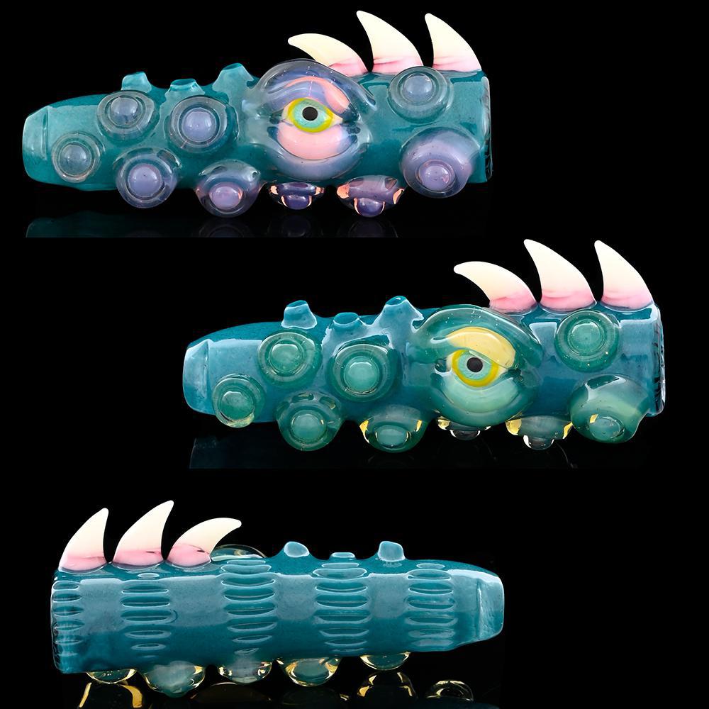 SALT GLASS: CFL CHILLUM (AQUA AZUL/CLOUDY YOSHI)