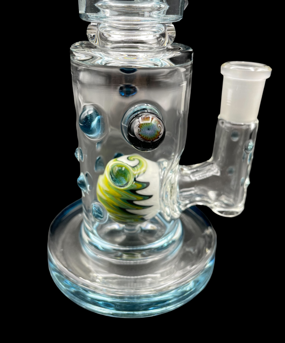 Alternative view of HUBBARD GLASS: FACETED BANGER HANGER BLUE STARDUST