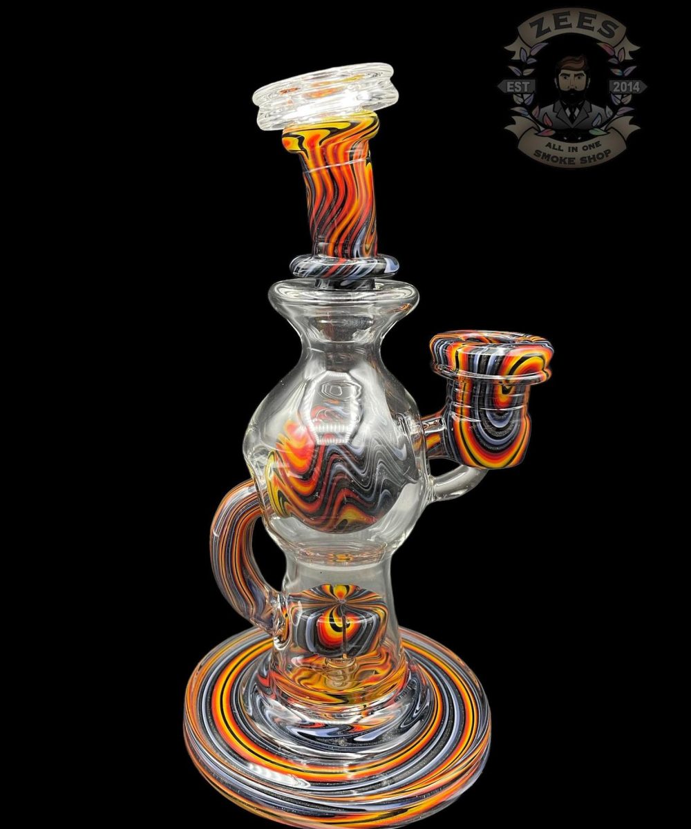 SLATE GLASS: FULLY WORKED ORANGE WIG WAG BALL RIG #2