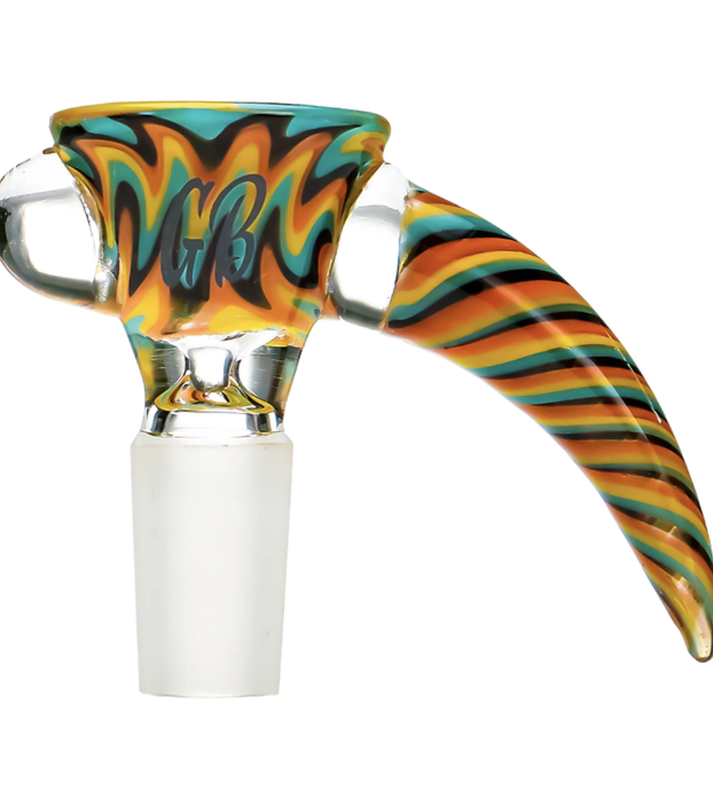 GREEN BEAR GLASS: SPIRAL HORN FLOWER SLIDE