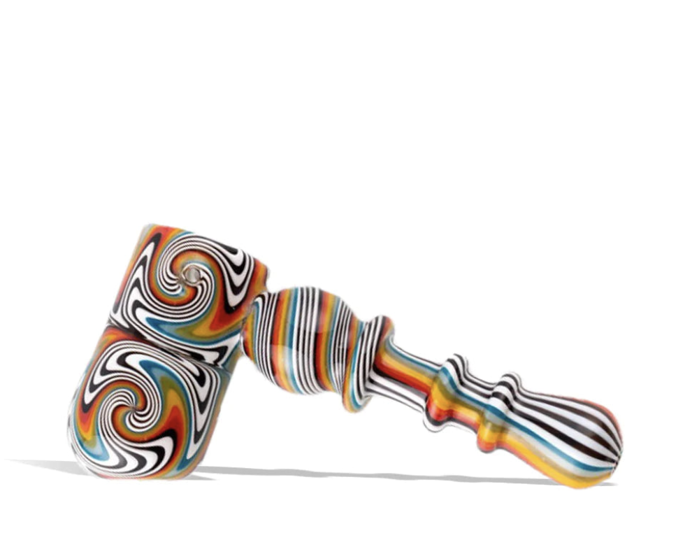 STOKES GLASS: 5" HAMMER BUBBLER HAND PIPE