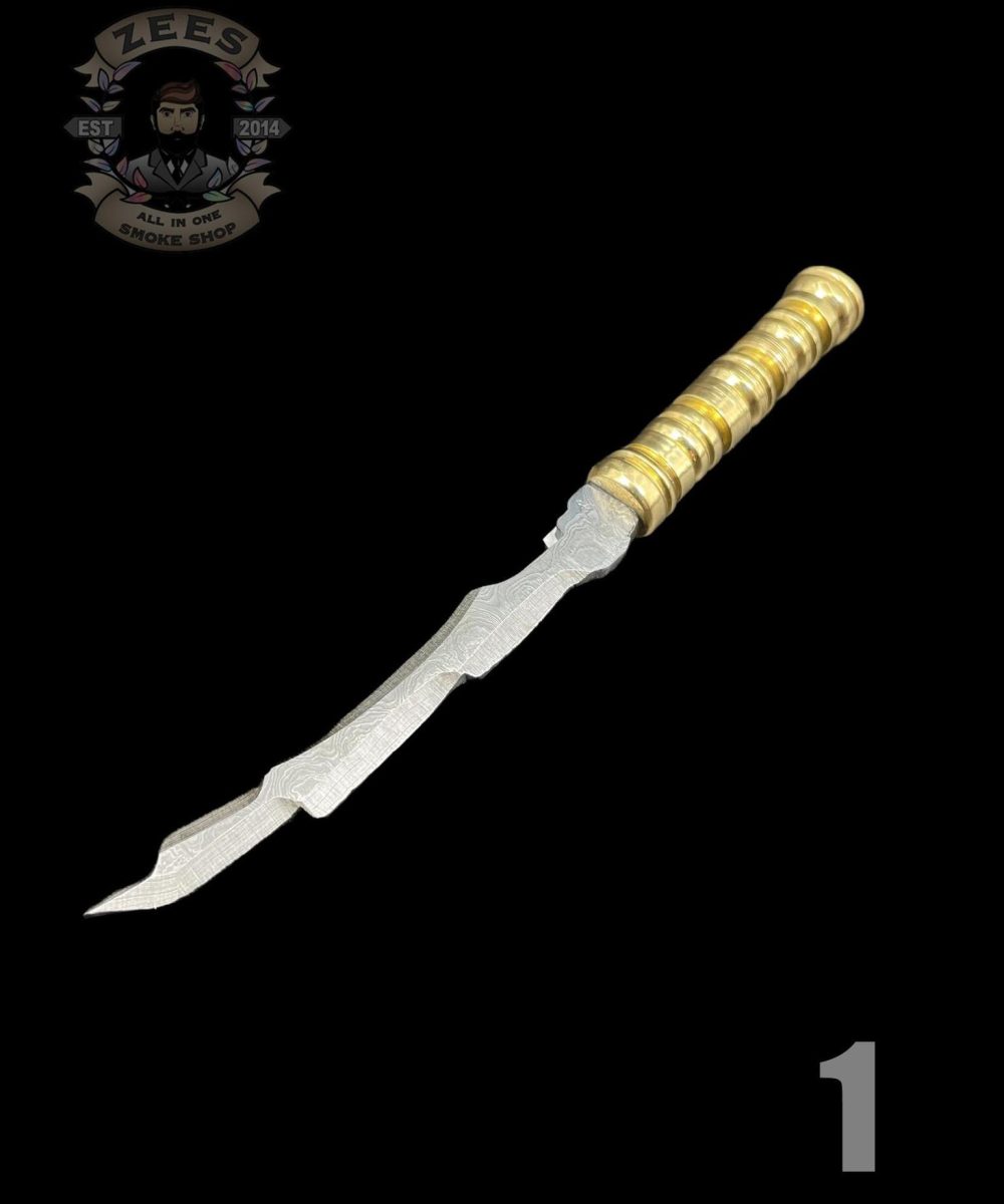 Alternative view of DAMASCUS HK KNIVES: DAMASCUS GOLD HANDLE SWORD DABBER