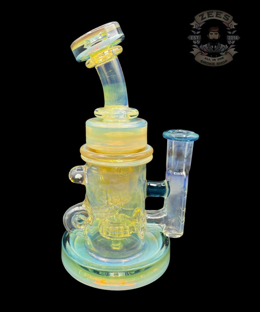 BRONX GLASS: TEAL SILVER FUMED ENCASED OPAL INCYCLER