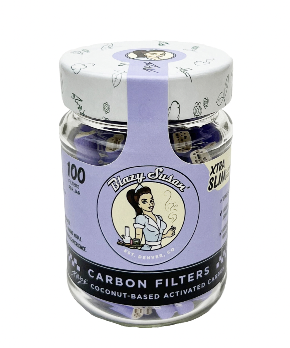 BLAZY SUSAN: PURIZE CARBON FILTER TIPS PURPLE EXTRA SLIM 100CT