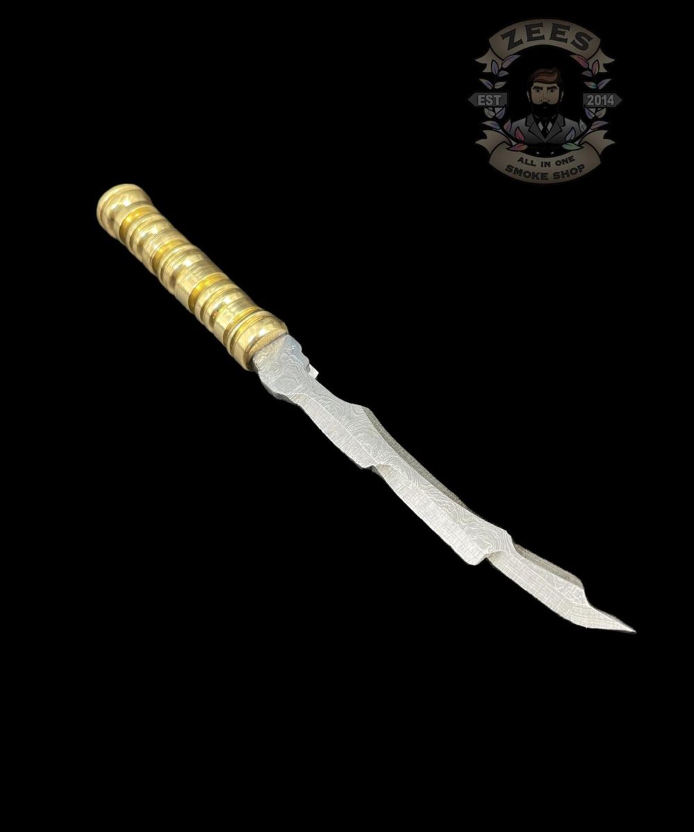 DAMASCUS HK KNIVES: DAMASCUS GOLD HANDLE SWORD DABBER