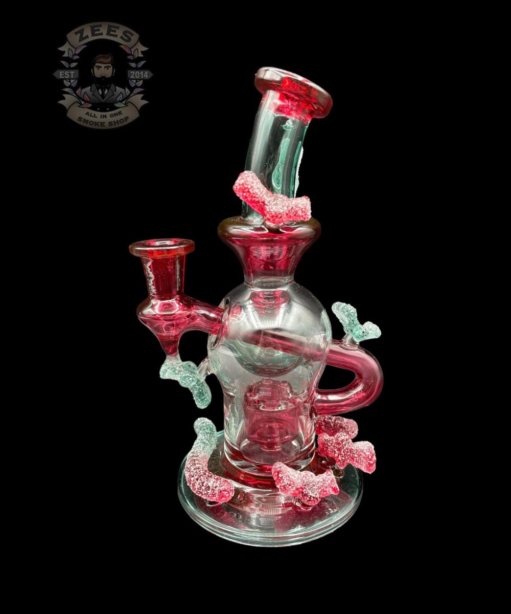 Alternative view of EMPERIAL GLASS: CHERRY LOLLIPOP AND TEAL GUMMY RIG SET