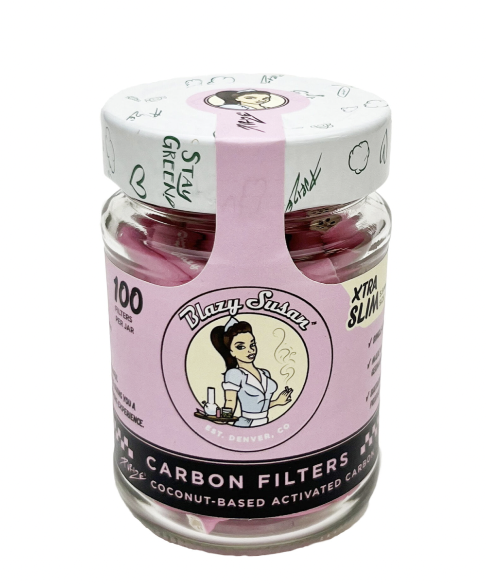 BLAZY SUSAN: PURIZE CARBON FILTER TIPS PINK EXTRA SLIM 100CT