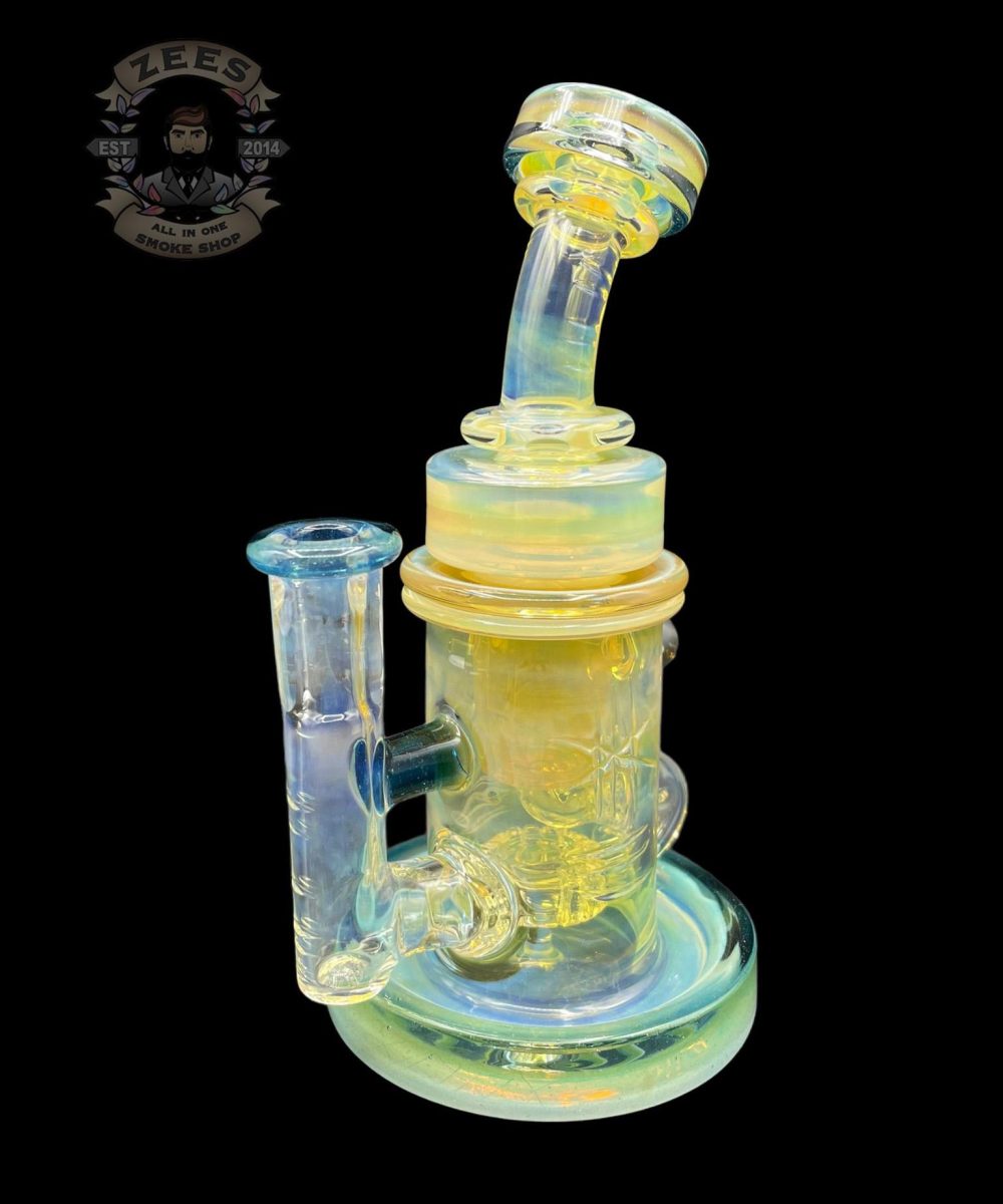 Alternative view of BRONX GLASS: TEAL SILVER FUMED ENCASED OPAL INCYCLER