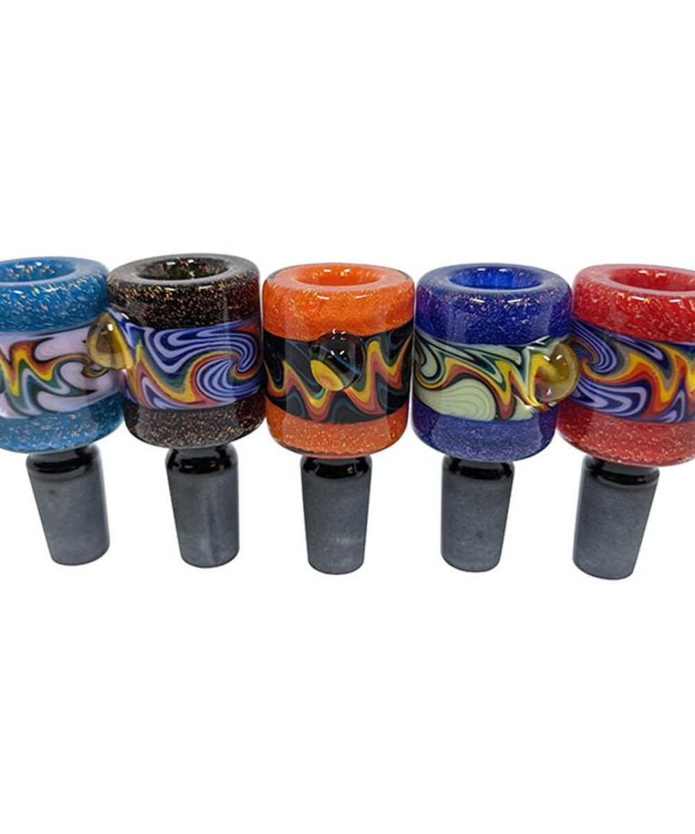 14MM HIGH GRADE DICHRO COLOR WIG WAG FLOWER SLIDE