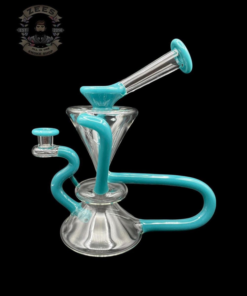 Alternative view of MCGREW GLASS: TURQUOISE DUAL UPTAKE FLOATER RECYCLER