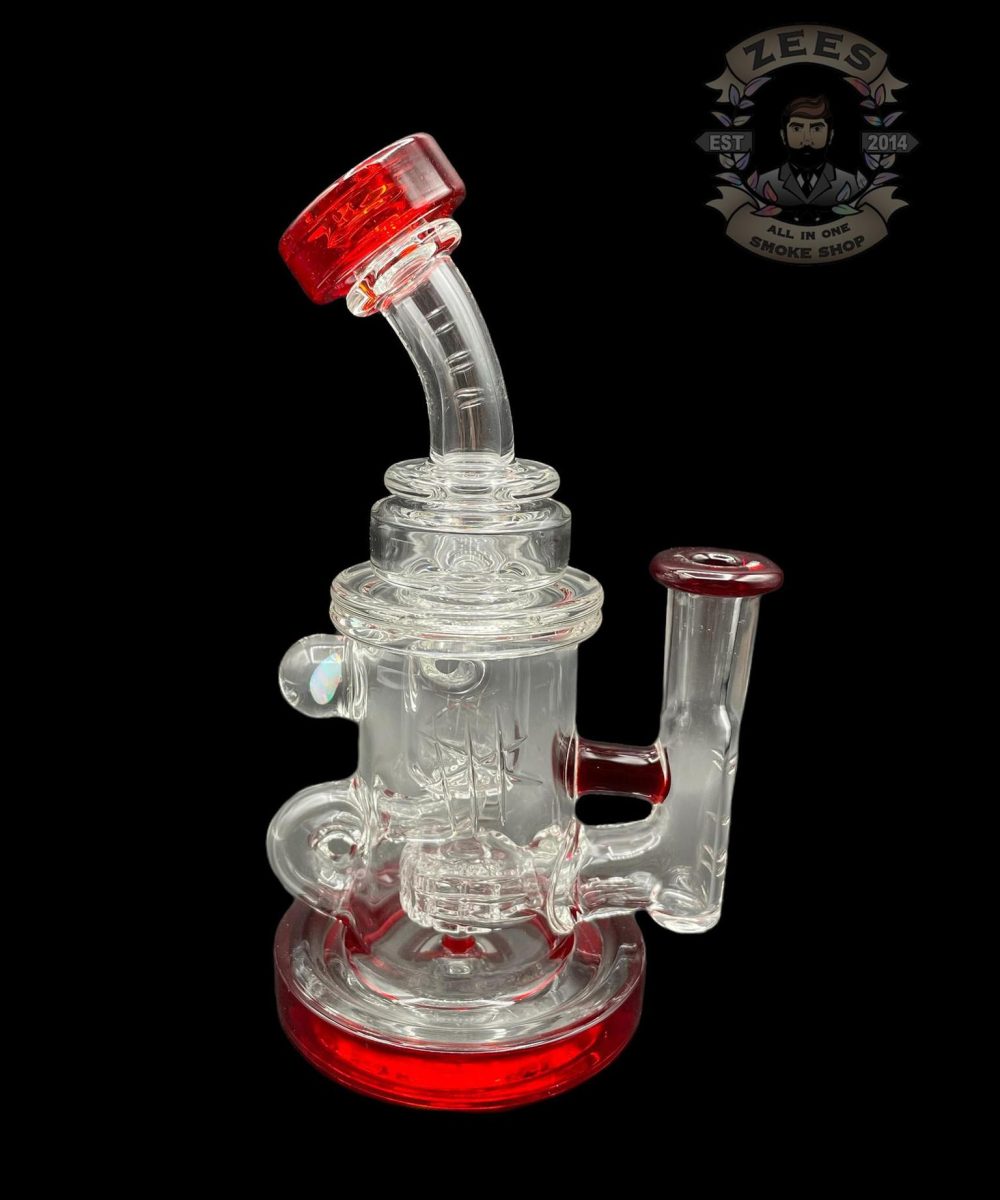 BRONX GLASS: RED ELVIS COLOR ACCENTED ENCASED OPAL INCYCLER