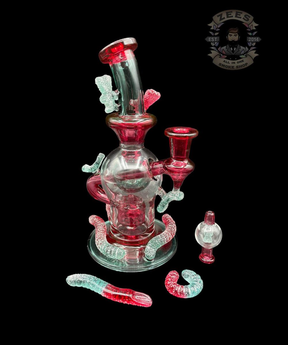 EMPERIAL GLASS: CHERRY LOLLIPOP AND TEAL GUMMY RIG SET