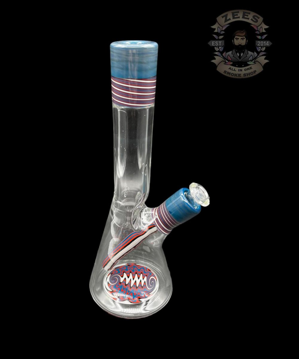 NES GLASS: 7" TEAL BARBERSHOP WIG WAG PULL TUBE #18