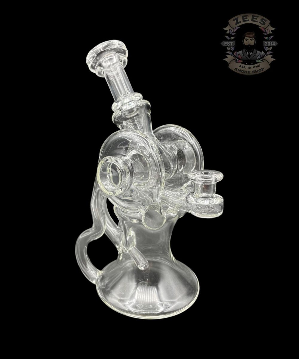 ERY GLASS: CLEAR CURVED DUAL UPTAKE RECYCLER