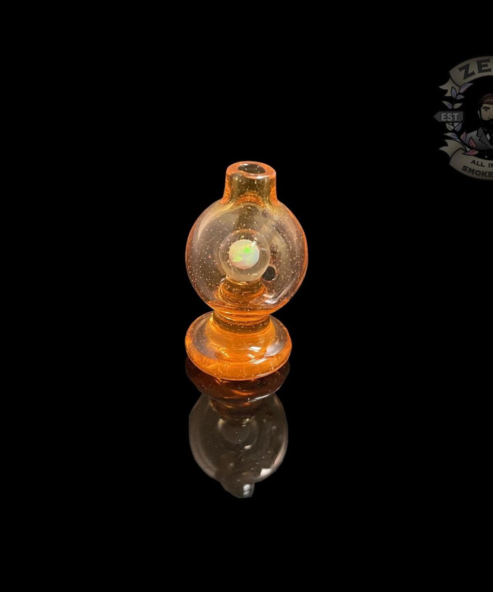 Alternative view of SOUP GLASS: FULLY WORKED ENCASED OPAL PUFFCO PEAK BUBBLE CAP (19-36)
