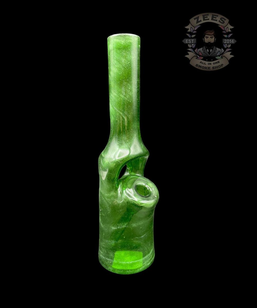 BRO-D GLASS ART: GREEN STARDUST BOTTLE RIG #9