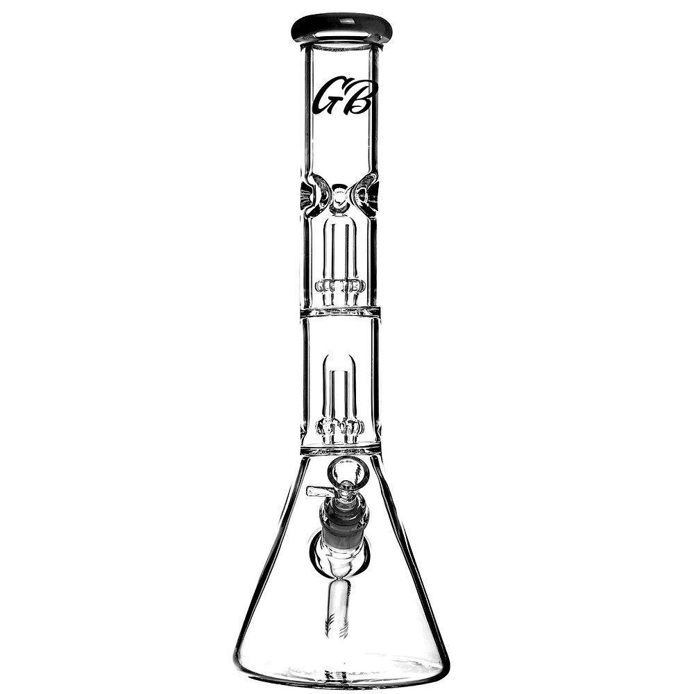 GREEN BEAR GLASS: 18" DOUBLE PERK BEAKER