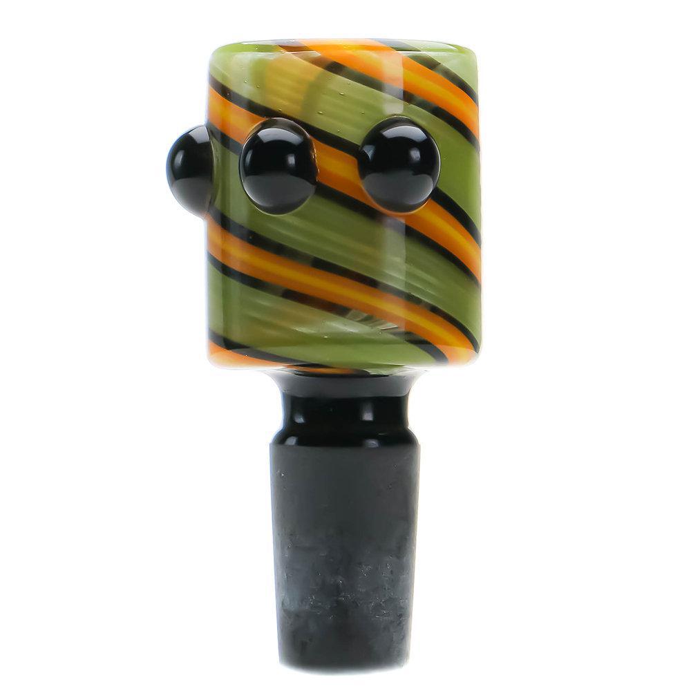 GREEN BEAR GLASS: 14MM SPIRAL FLOWER SLIDE