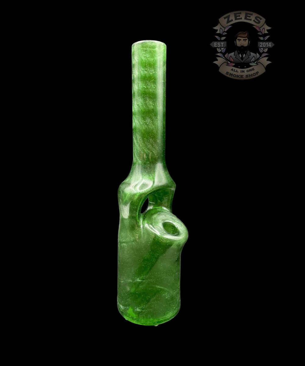 BRO-D GLASS ART: GREEN STARDUST BOTTLE RIG #12