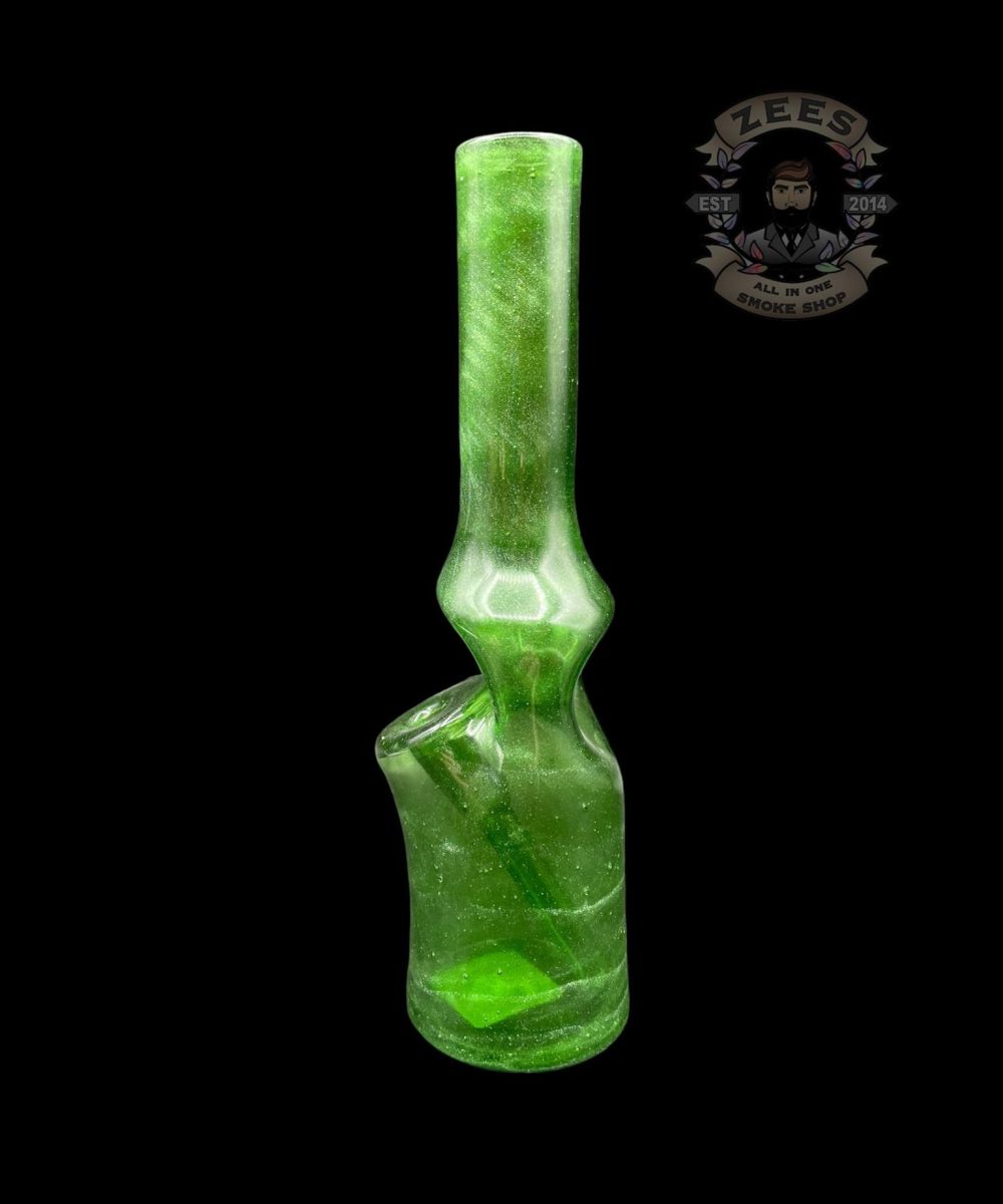 Alternative view of BRO-D GLASS ART: GREEN STARDUST BOTTLE RIG #9