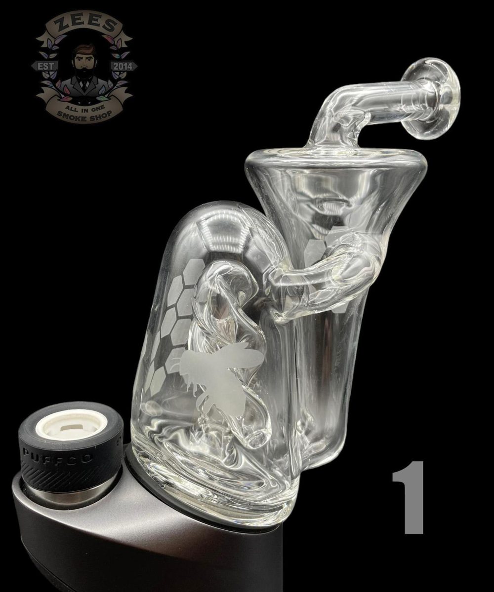 Alternative view of KNUCKLES GLASS: HONEYCOMB RECYCLER PUFFCO PEAK ATTACHMENT