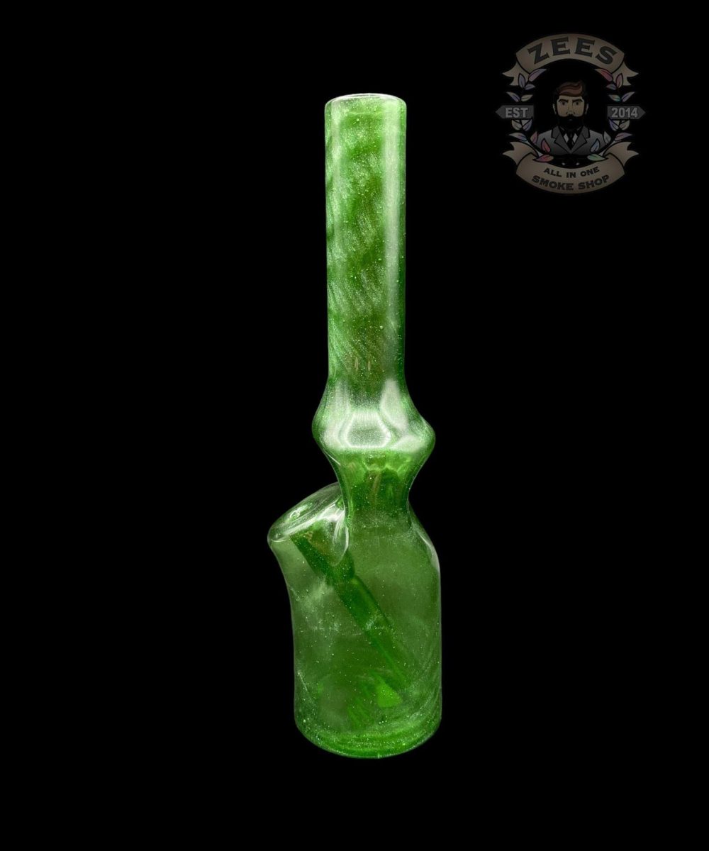 Alternative view of BRO-D GLASS ART: GREEN STARDUST BOTTLE RIG #12