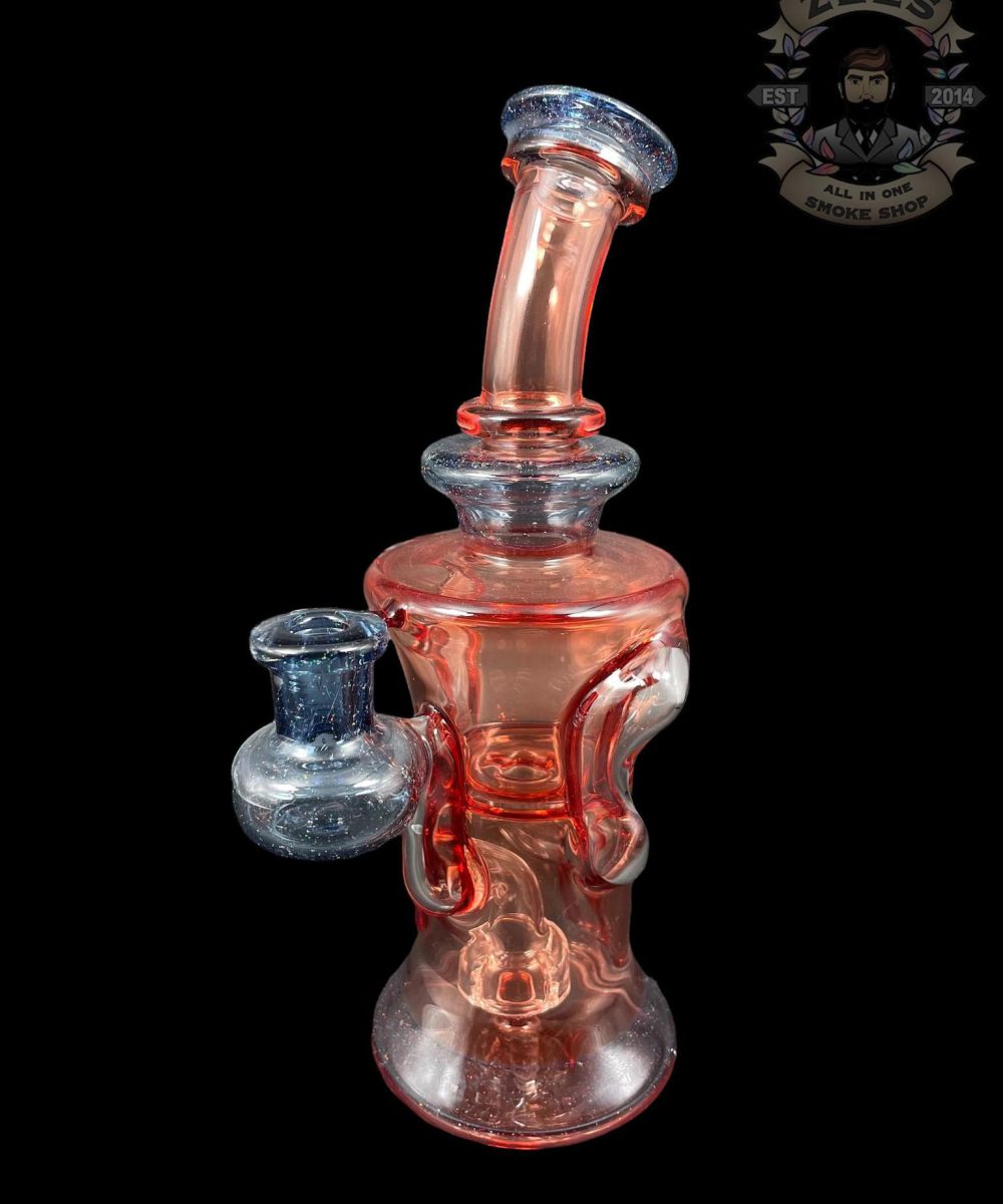 Alternative view of CHUBBY GLASS: RED ELVIS CRUSHED BLUE OPAL GILL RECYCLER