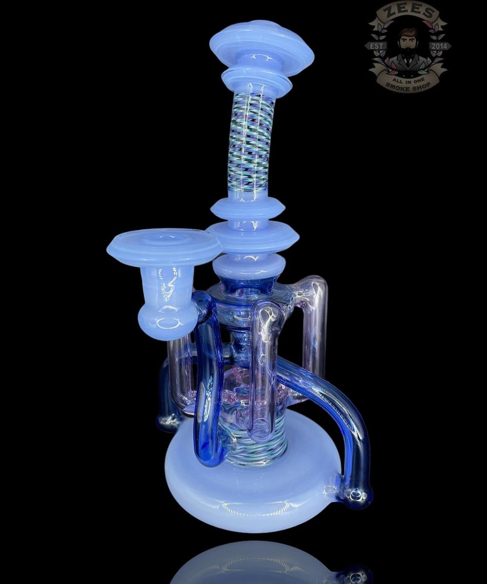 ASIAN KEVIN GLASS 4:2 UPTAKE RECYCLER LIGHT COBALT AND BLUE CHEESE WIG WAG