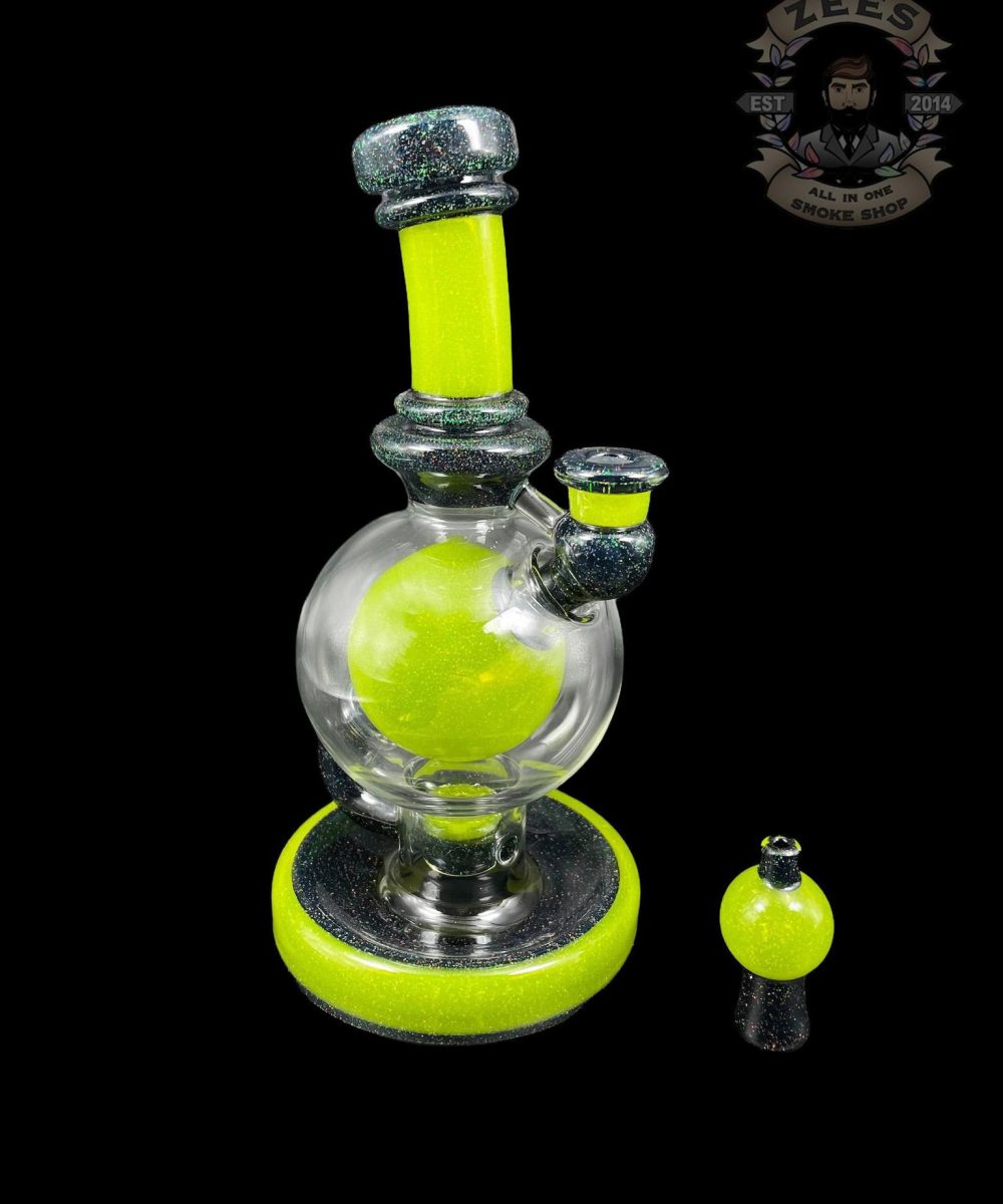Alternative view of BRENT 503: 8" LIME DROP BLACK CRUSHED OPAL BALL RIG W/ MATCHING CAP