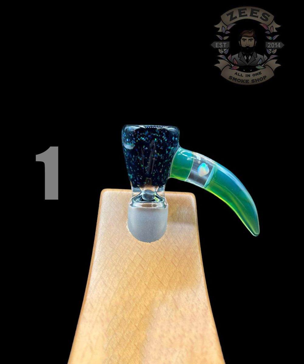 Alternative view of BHORO GLASS: CRUSHED OPAL ENCASED OPAL HORN FLOWER SLIDE