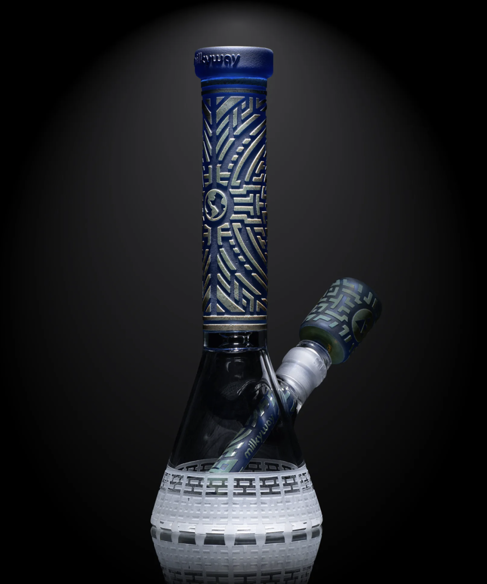 Alternative view of MILKY WAY GLASS: LIGHT BLUE FRIT OXIDATE 11" BEAKER