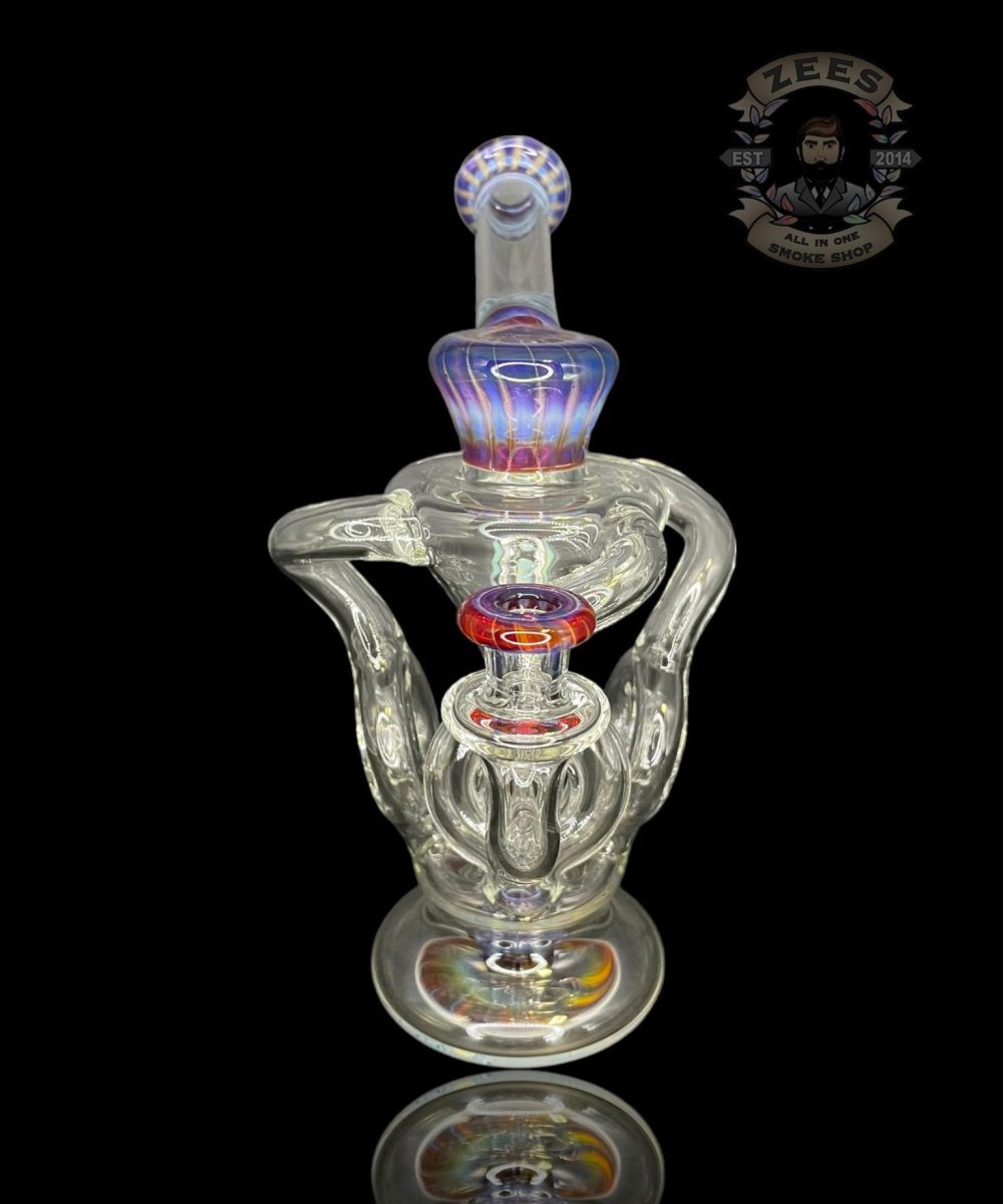 Alternative view of OTW GLASS: AMBER PURPLE TRIPLE DONUT RECYCLER