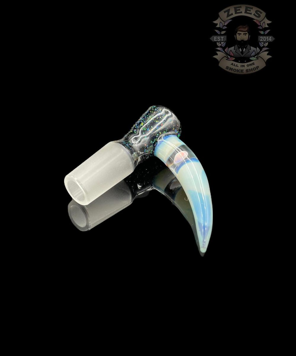BHORO GLASS: CRUSHED OPAL ENCASED OPAL HORN FLOWER SLIDE