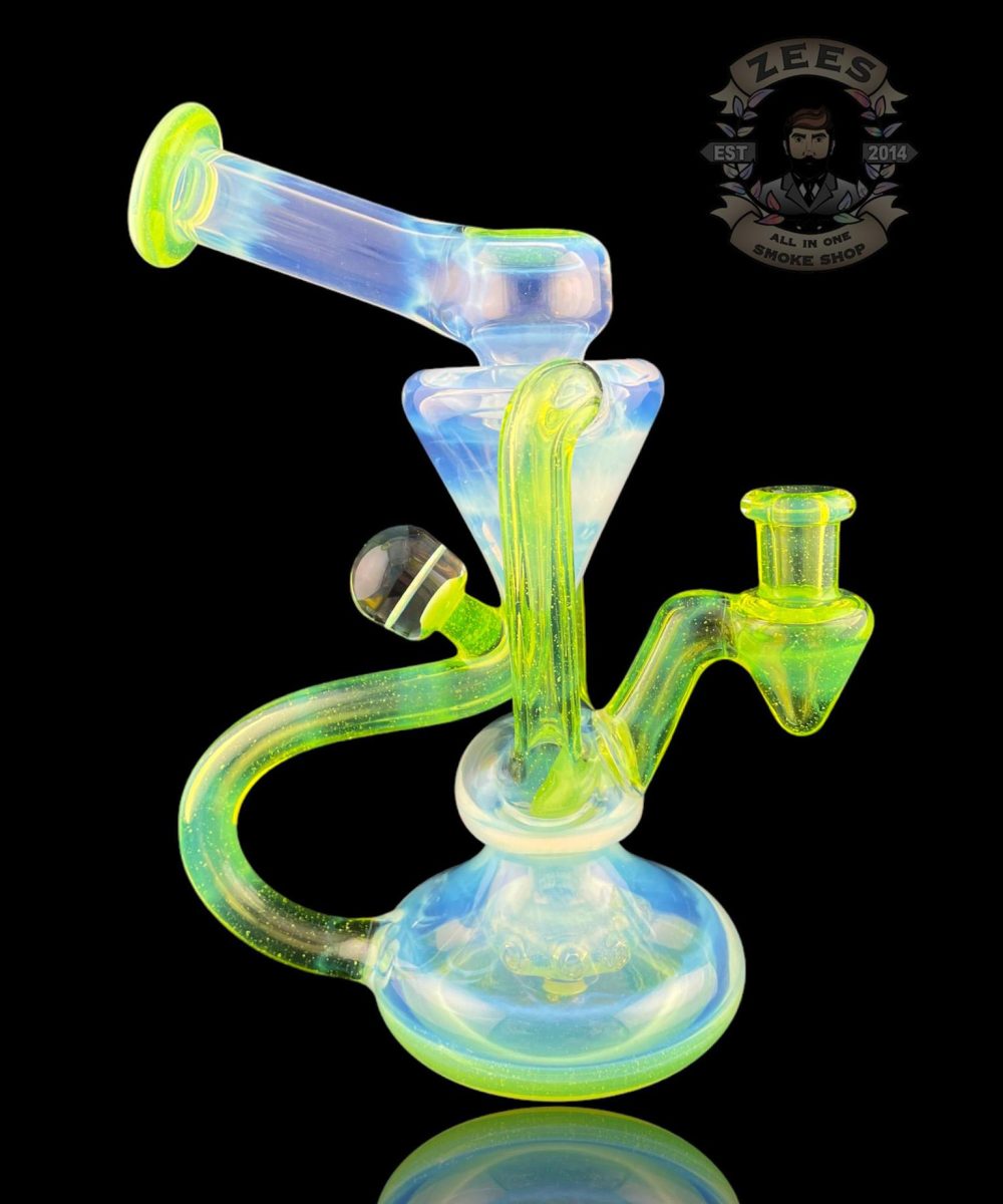 Alternative view of BOOGIE GLASS: FULLY WORKED SLYME x MOONSTONE DUAL UPTAKE FLOATER RECYCLER