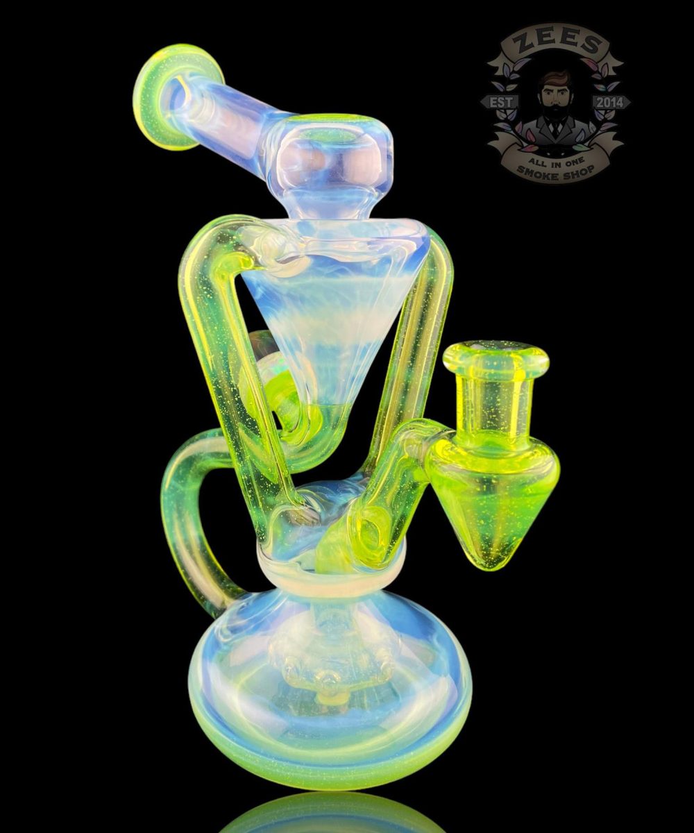BOOGIE GLASS: FULLY WORKED SLYME x MOONSTONE DUAL UPTAKE FLOATER RECYCLER