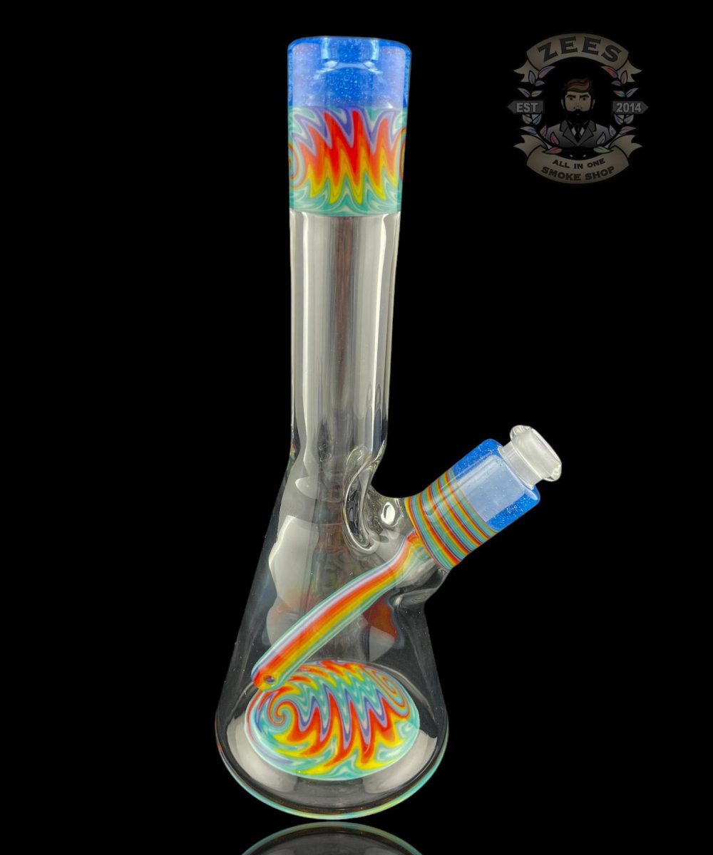 NES GLASS: 7" BLUE RAINBOW WIG WAG PULL TUBE #15