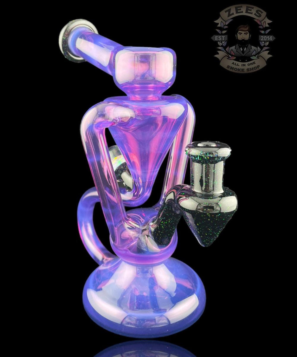 BOOGIE GLASS: FULLY WORKED ROYAL JELLY x BLACK CROPAL DUAL UPTAKE FLOATER RECYCLER