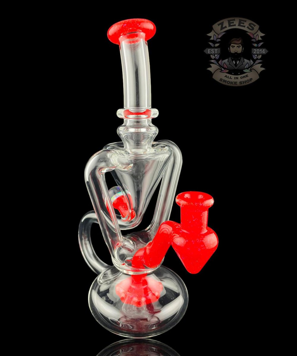BOOGIE GLASS: MAGENTA x CHERRY DUAL UPTAKE FLOATER RECYCLER