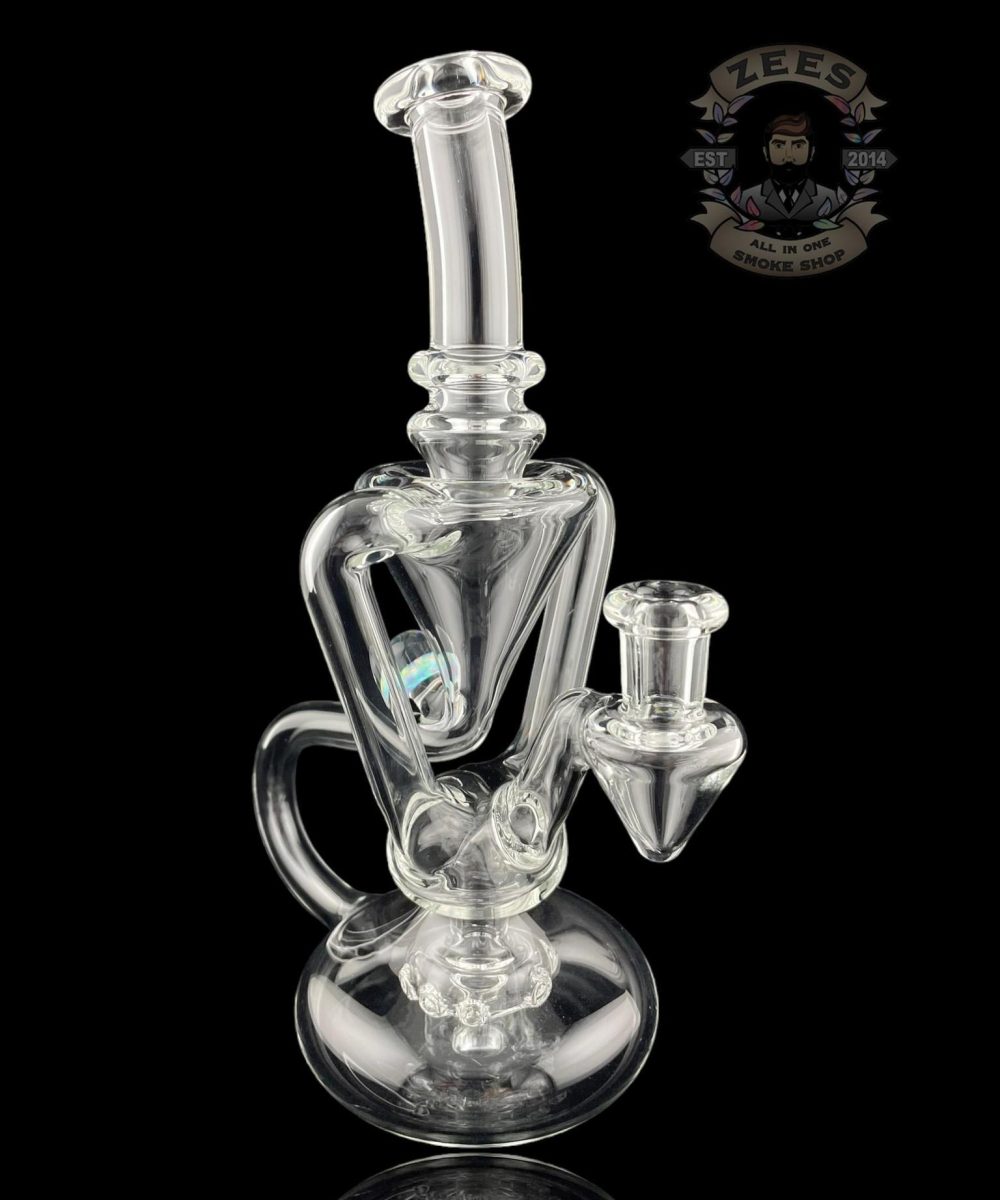 BOOGIE GLASS: CLEAR DUAL UPTAKE FLOATER RECYCLER #8